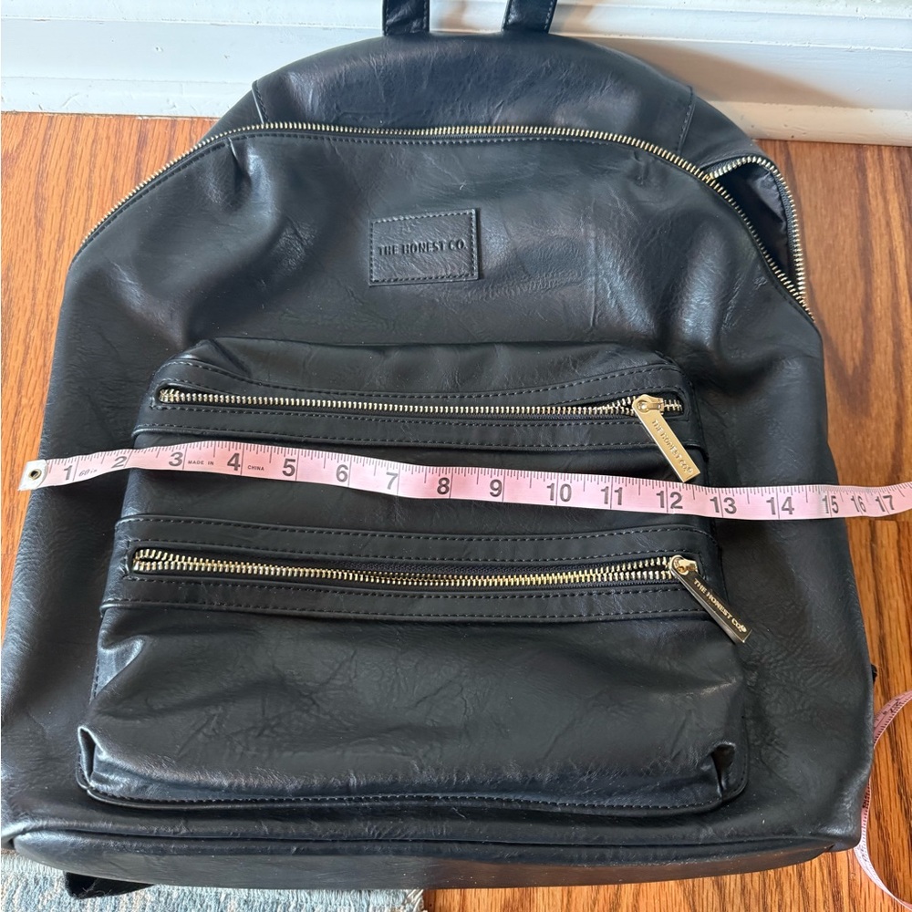 The Honest Company Black Faux Leather Backpack with Gold Hardware - Picture 10 of 11